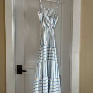 Petal & Pup Blue and White Striped Maxi Sundress